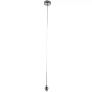 Image of Hanging Ceiling Pendant Light CHROME Long Cable Lamp Shade Bulb Holder & Rose