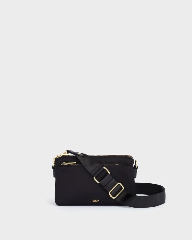Image of OSPREY LONDON Womens The Voyage Nylon Crossbody Bag in Black Female One Size
