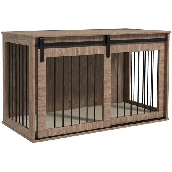 Image of PawHut Dog Crate Furniture w/Cushion for XL Dogs - Brown D02-169V75WN