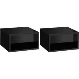 Image of HOMCOM Floating Bedside Table Set of 2 Wall Mounted Nightstand W/ Drawer Black - Black