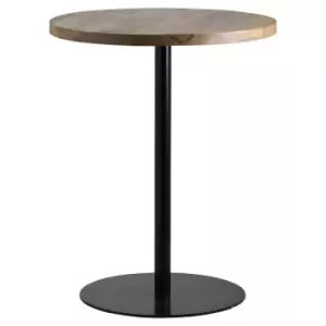 Image of Round Wood and Black Bar Table - Franklin