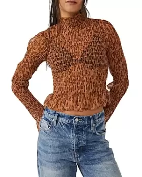 Image of Free People Hello There Smocked Floral Print Top