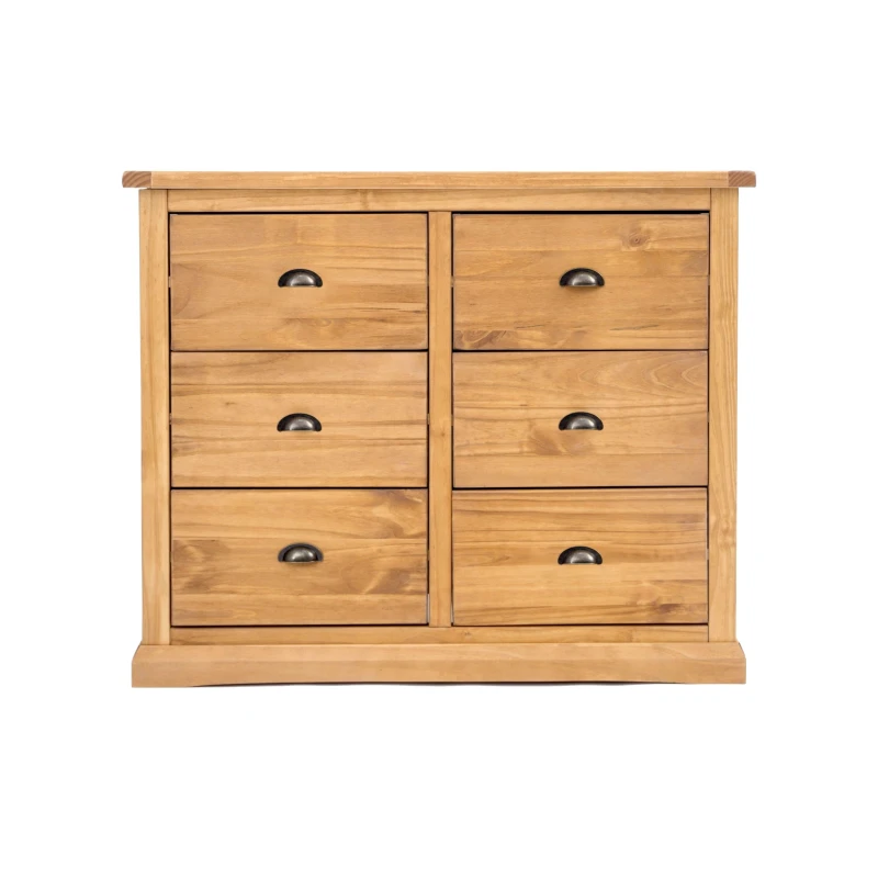 Image of Cabinet Bits Lucca 6 Drawer Chest of Drawers Brass Cup Handle in Light Brown Light Brown Unisex