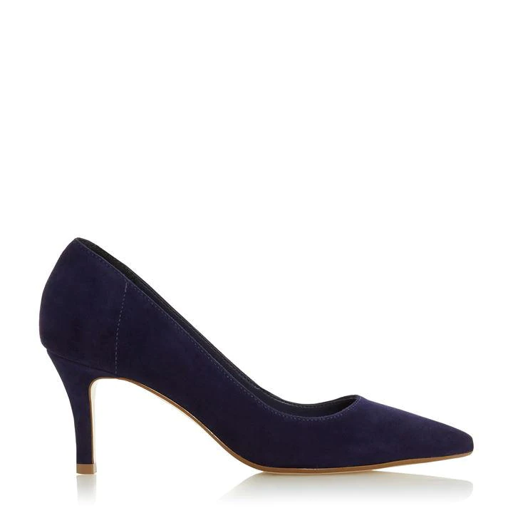 Image of Dune Navy Suede 'Andina' Mid Stiletto Heel Court Shoes - 3