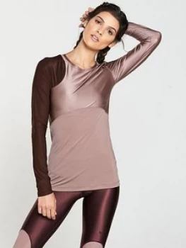 Image of Nike Training Metallic Sheen Long Sleeve Top Mauve Mauve Size S Women