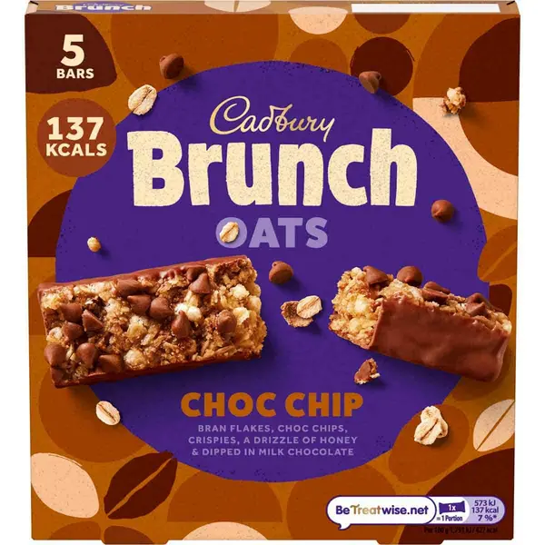Image of Cadbury Gifts Direct Cadbury Brunch Oats Choc Chip Bars Pack of 5 4273944