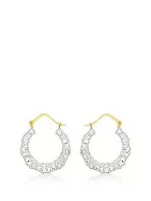 Image of Love Gold 9Ct Yellow Gold Crystalique 18Mm X 21Mm Round Creole Earrings