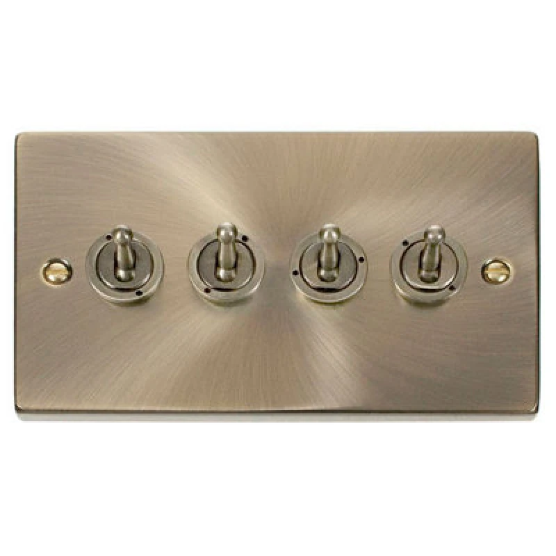 Image of SE Home Antique Brass 4 Gang 2 Way 10AX Toggle Light Switch Gold unisex