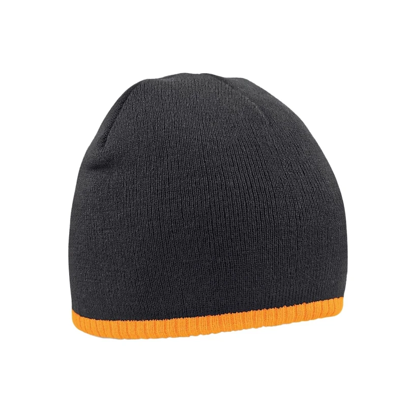 Image of Beechfield Beechfield Men Two Tone Pull-On Beanie in Jet Black Jet Black One Size Male 5063425238668