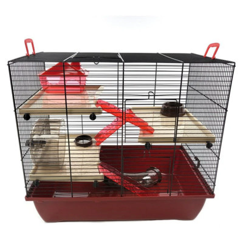 Image of Little Friends The Grand Hamster Cage With Accessories 500X450X330 - Maroon