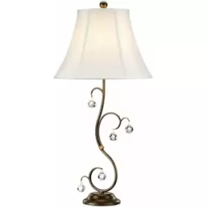 Image of Table Lamp Crystal Cut Glass Spheres White Shade Bronze Patina LED E27 60W