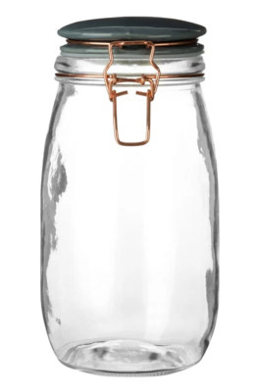 Image of Premier Housewares Scale Retro Pastel Grey Glass Jar - 1500ml Clear