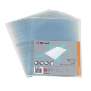 Image of Rexel Nyrex A4 Heavy Duty Side Opening Pockets Pack of 25 Pockets
