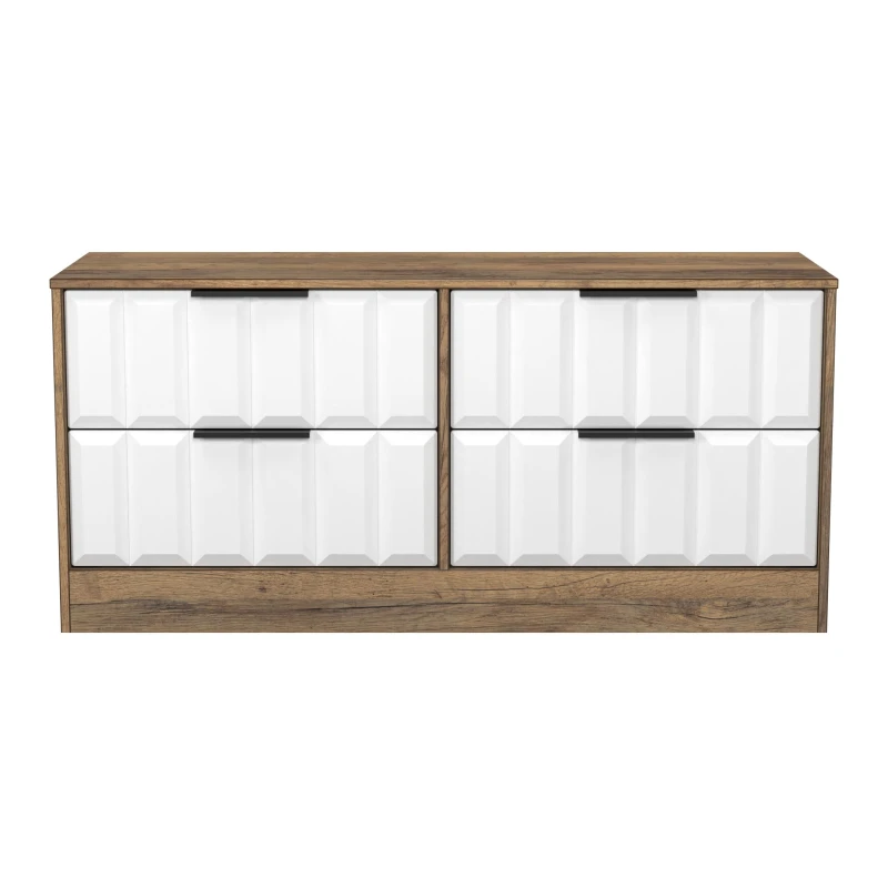 Image of Fiji Ready Assembled Black & Oak 5 Drawer Wide Bedside Chest (H)1089mm (W)450mm (D)395mm