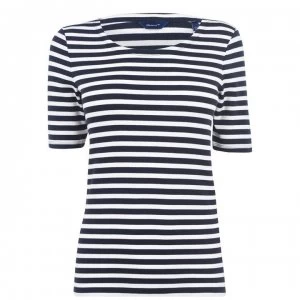 Image of Gant Stripe T Shirt - 443 Eve Blue