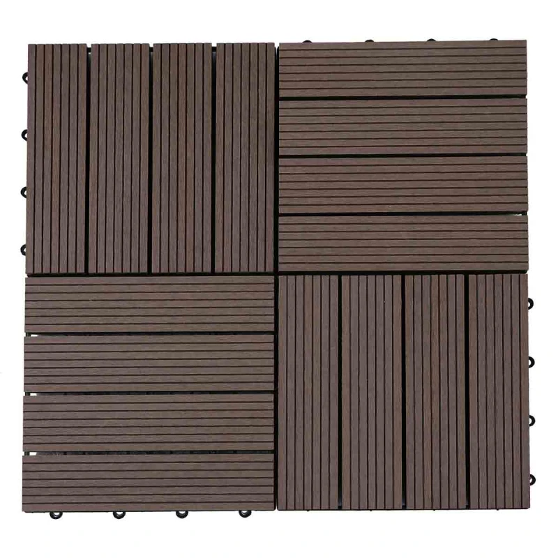 Image of Garden Gear Decking Tiles Wood-Plastic Composite (Walnut Brown) - Pack Of 50