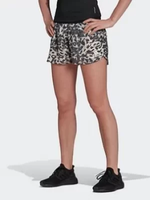 Image of adidas Adizero Split Shorts, Grey/Beige, Size S, Women