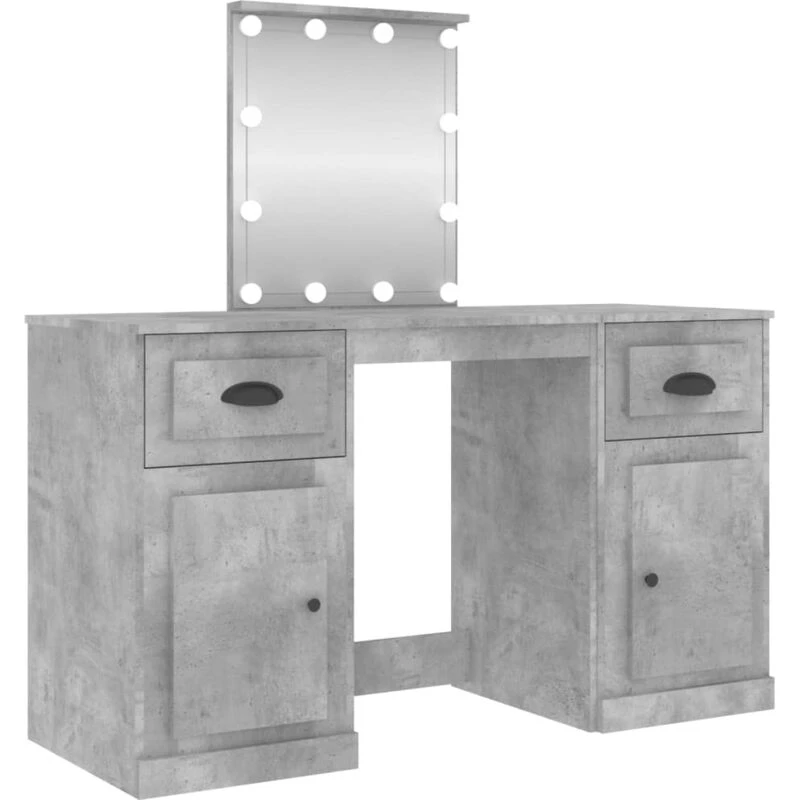 Image of VIDAXL Dressing Table with LED Concrete Grey 130x50x132.5cm Vidaxl 8720845822767