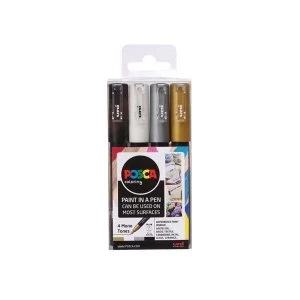 Image of Posca Paint Marker Pen Set Mono Tones Extra Fine Tip Pack of 4