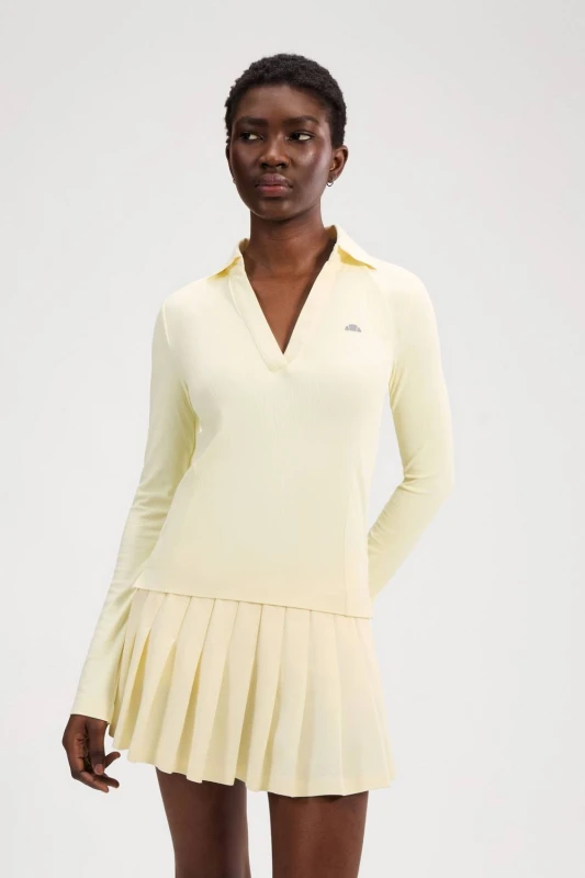 Image of Ellesse Womens Jeorg LS Fitted Polo Shirt in Yellow Size: 12 Yellow Female 12