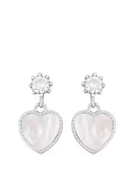 Image of Simply Silver Sterling Silver 925 Small Mother Of Pearl And Cubic Zirconia Heart Stud Earrings