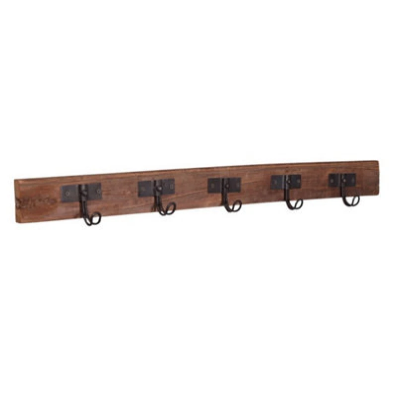 Image of Minster Reclaimed 5 Hook Wall Hanger - Wood - L5 X W70 X H6 Cm