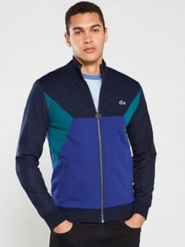 Image of Lacoste Colour Block Track Top - Navy/Blue, Size 5, Men