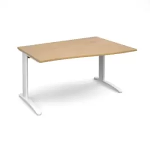 Image of Office Desk Right Hand Wave Desk 1400mm Oak Top With White Frame TR10