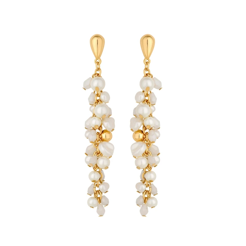 Image of Mood Gold Cream Pearl And Polished Cluster Earrings Earrings One Size Gold 87956410000