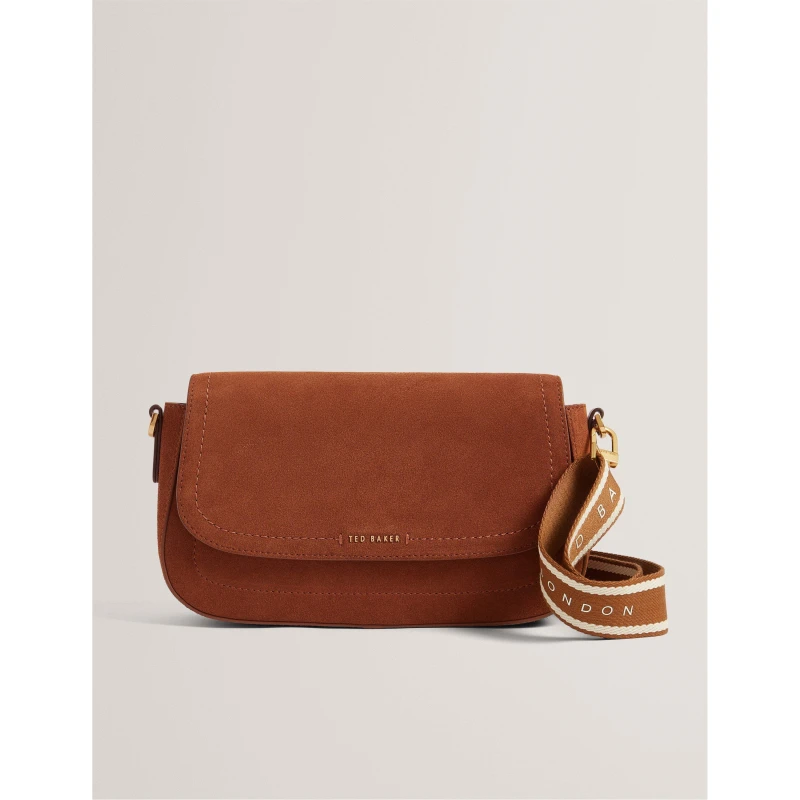 Image of Ted Baker Womens Suede Crossbody Bag Brown female One Size
