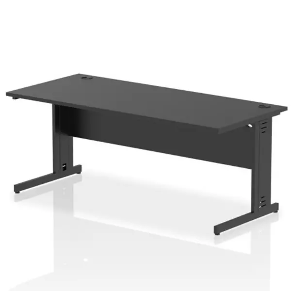 Image of Impulse Impulse 1800 x 800mm Straight Office Desk Black Top Black Cable Managed Leg IRDW18BBLK