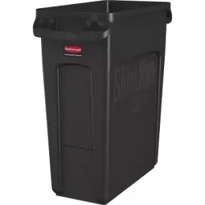 Image of Rubbermaid SLIM JIM recyclable waste collector/waste bin, capacity 60 l, with ventilation ducts, brown