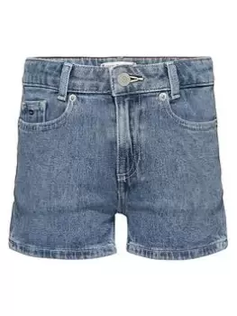 Image of Tommy Hilfiger Girls Girlfriend Hemp Denim Short - Blue Size Age: 10 Years, Women