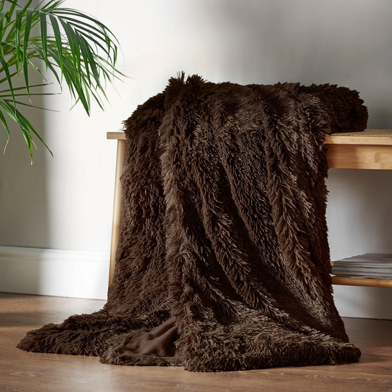 Image of Catherine Lansfield Cuddly Deep Pile Blanket Throw Throws 150x200cm Brown 42621305155