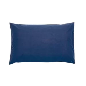 Image of Joules Cotton Percale Plain Dye Pair of Standard Pillowcases, French Navy