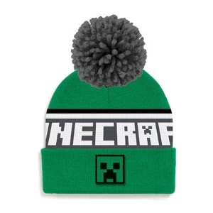 Image of Minecraft - Creeper Logo Pom Pom Beanie Unisex - Green