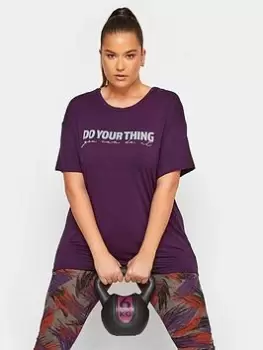 Image of Yours Do Your Thing Grown-On Sleeve Active Top Violet, Purple, Size 20, Women