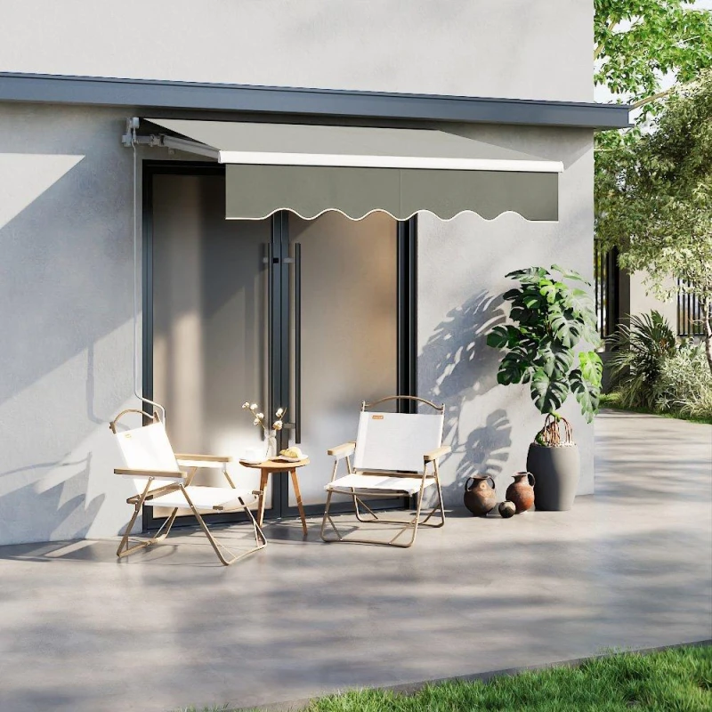 Image of Breeins 200cm Retractable Patio Door Fabric Awning Grey Grey unisex Large