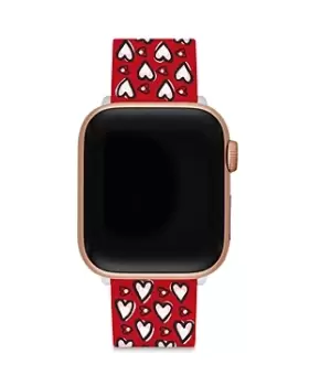 Image of kate spade new york Red Heart Print Silicone Strap for Apple Watch, 38/40/41mm