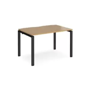 Image of Bench Desk Single Person Starter Rectangular Desk 1200mm Oak Tops With Black Frames 800mm Depth Adapt