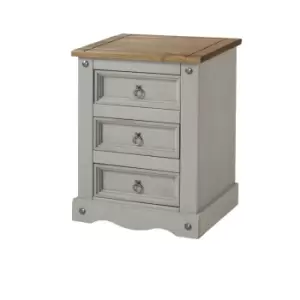 Image of Corona Grey 3 drawer bedside cabinet