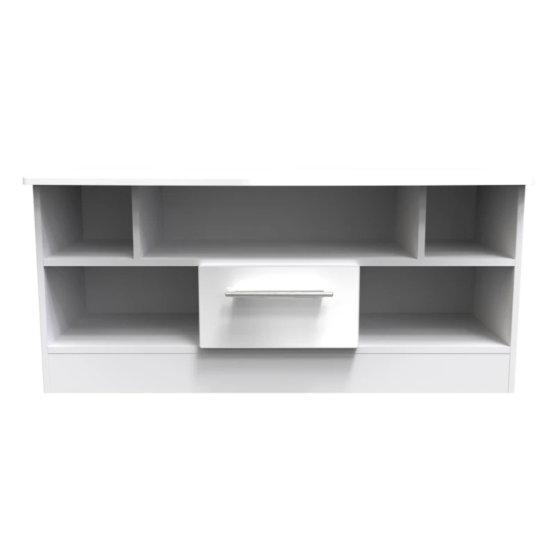 Image of Harrow 1 Drawer TV & Media Unit In White Gloss (Ready Assembled)