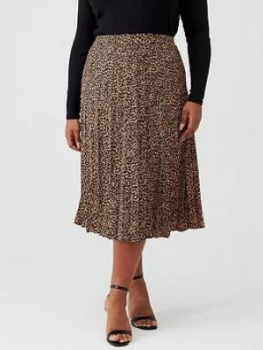 Image of Oasis Curve Animal Print Pleated Skirt - Multi