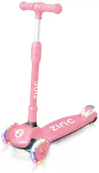 Image of Zinc Three Wheeled Folding Light Up T-motion Scooter - Pink