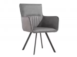Image of Kenmore Faris Carver Grey Faux Leather Dining Chair
