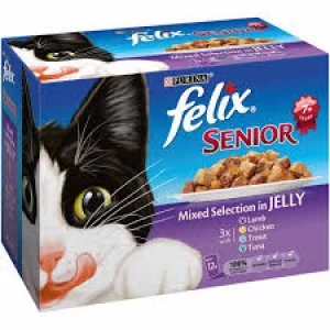 Image of Felix Senior Mixed Selection Cat Food 12 x 100g