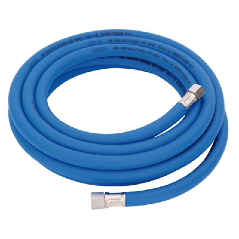 Image of Draper High Visibility Hybrid Air Hose 5M X 10mm 1/4" Bsp Blue Flexible Line