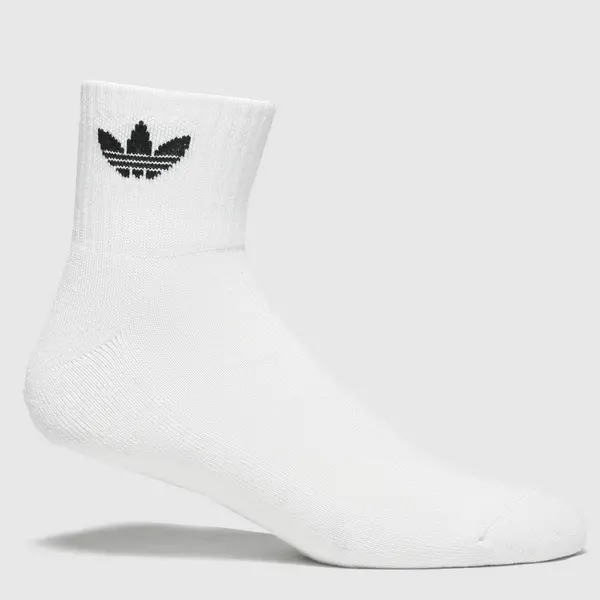 Image of adidas white & Black originals ankle sock 3 pack White/Black UK 11-12.5
