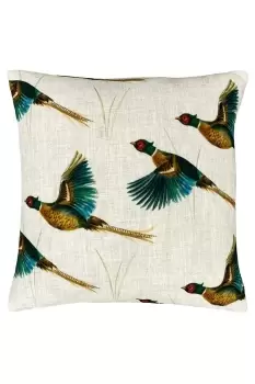 Image of Country Flying Pheasants Hand-Painted Printed Cushion