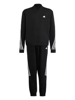 Image of Boys, adidas Junior Future Icons 3 Stripe Tracksuit, Black/White, Size 15-16 Years